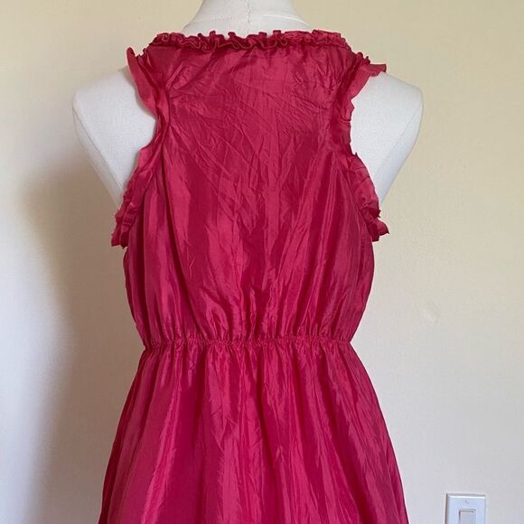 Calypso St Barth Silk Raspberry Pink Sleeveless Mini Dress Crinkle Ribbon Size S - Picture 7 of 13